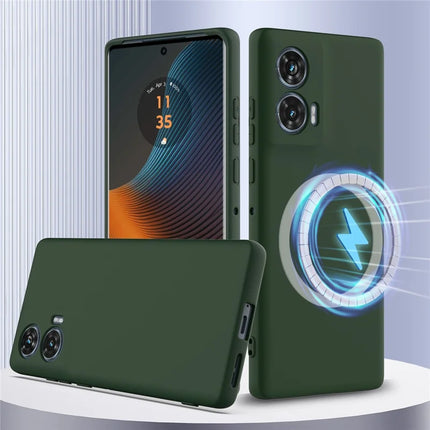 For Motorola Edge 50 Fusion 5G Case Compatible with MagSafe Anti-Drop Liquid Silicone Phone Cover with Lanyard