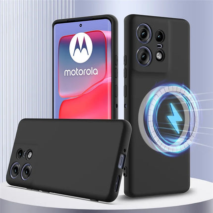For Motorola Edge 50 Pro 5G Case Compatible with MagSafe Anti-Drop Liquid Silicone Phone Cover with Lanyard