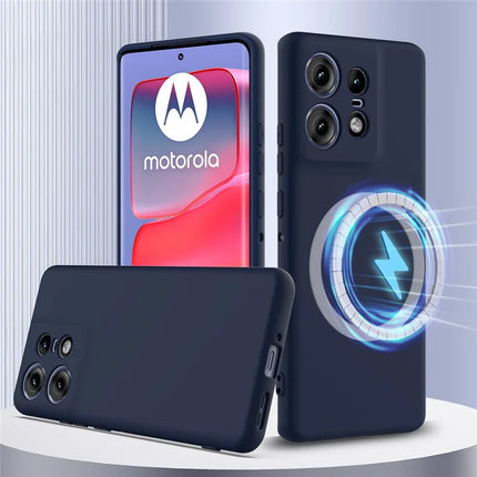 For Motorola Edge 50 Pro 5G Case Compatible with MagSafe Anti-Drop Liquid Silicone Phone Cover with Lanyard