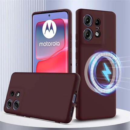 For Motorola Edge 50 Pro 5G Case Compatible with MagSafe Anti-Drop Liquid Silicone Phone Cover with Lanyard