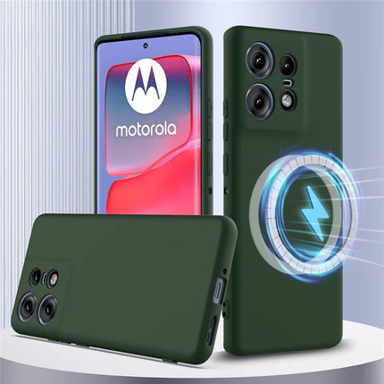 For Motorola Edge 50 Pro 5G Case Compatible with MagSafe Anti-Drop Liquid Silicone Phone Cover with Lanyard
