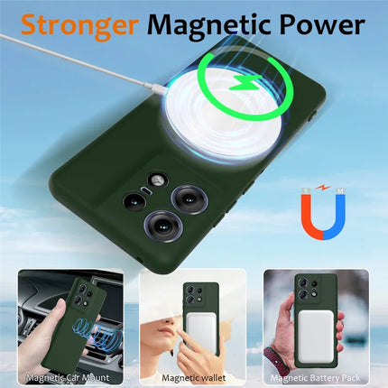 For Motorola Edge 50 Pro 5G Case Compatible with MagSafe Anti-Drop Liquid Silicone Phone Cover with Lanyard
