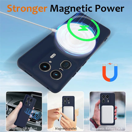 For Motorola Edge 50 Ultra 5G  /  Moto X50 Ultra 5G Case Compatible with MagSafe Anti-Drop Liquid Silicone Phone Cover with Lanyard