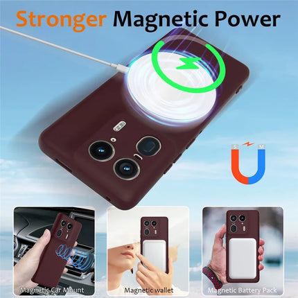 For Motorola Edge 50 Ultra 5G  /  Moto X50 Ultra 5G Case Compatible with MagSafe Anti-Drop Liquid Silicone Phone Cover with Lanyard