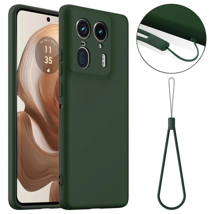 For Motorola Edge 50 Ultra 5G  /  Moto X50 Ultra 5G Case Compatible with MagSafe Anti-Drop Liquid Silicone Phone Cover with Lanyard - Dark Green