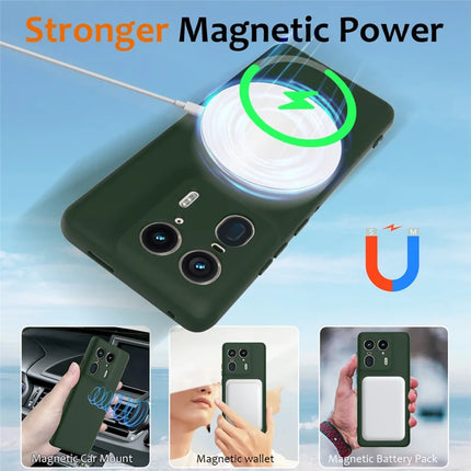 For Motorola Edge 50 Ultra 5G  /  Moto X50 Ultra 5G Case Compatible with MagSafe Anti-Drop Liquid Silicone Phone Cover with Lanyard
