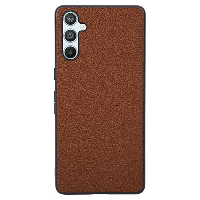 For Samsung Galaxy A36 5G Case Litchi Texture Anti-Drop TPU + PU Leather Phone Protective Cover - Dark Brown
