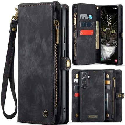 For Samsung Galaxy A36 5G Case CASEME 008 Series Detachable Leather Zipper Wallet Phone Cover - Black