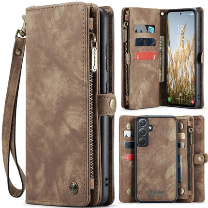 For Samsung Galaxy A36 5G Case CASEME 008 Series Detachable Leather Zipper Wallet Phone Cover - Brown