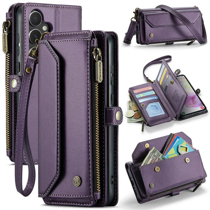For Samsung Galaxy A36 5G Case CASEME C36 Series  Zipper Wallet Leather Phone Cover with Straps - Purple