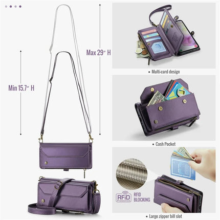 For Samsung Galaxy A36 5G Case CASEME C36 Series  Zipper Wallet Leather Phone Cover with Straps