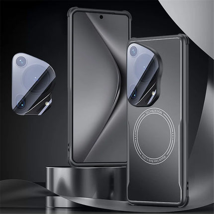 For Huawei Pura 70 Ultra Case TPU Frame Metal Back Panel Phone Cover Built In Glass Lens Film