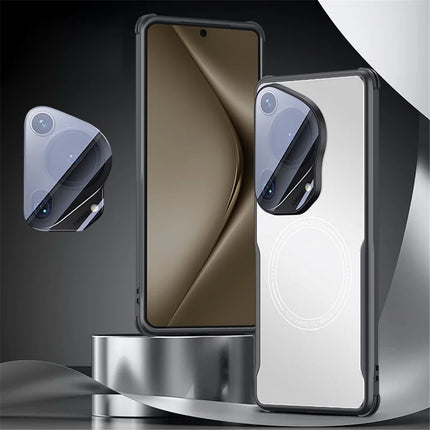 For Huawei Pura 70 Ultra Case TPU Frame Metal Back Panel Phone Cover Built In Glass Lens Film