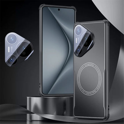 For Huawei Pura 70 Pro / 70 Pro+ Case TPU Frame Metal Back Panel Phone Cover Built In Glass Lens Film