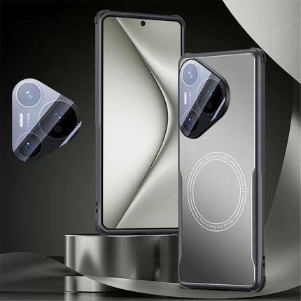 For Huawei Pura 70 Pro / 70 Pro+ Case TPU Frame Metal Back Panel Phone Cover Built In Glass Lens Film