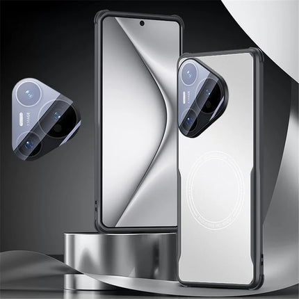 For Huawei Pura 70 Pro / 70 Pro+ Case TPU Frame Metal Back Panel Phone Cover Built In Glass Lens Film