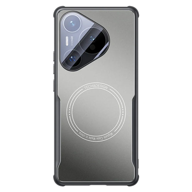 For Huawei Pura 70 Case TPU Frame Metal Back Panel Phone Cover Built In Glass Lens Film - Titanium Grey