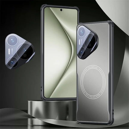 For Huawei Pura 70 Case TPU Frame Metal Back Panel Phone Cover Built In Glass Lens Film