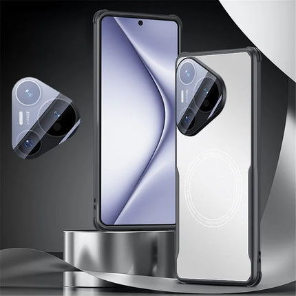 For Huawei Pura 70 Case TPU Frame Metal Back Panel Phone Cover Built In Glass Lens Film