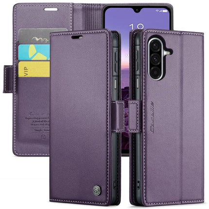 For Samsung Galaxy A26 5G Case CASEME 023 Series RFID Blocking Glossy Stand Phone Cover - Purple