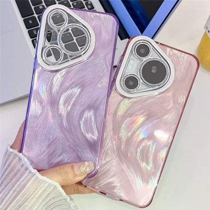 For Huawei Pura 70 Case IMD Design Shockproof Hybrid Phone Cover with Glass Lens Film