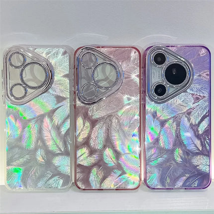 For Huawei Pura 70 Case IMD Design Shockproof Hybrid Phone Cover with Glass Lens Film