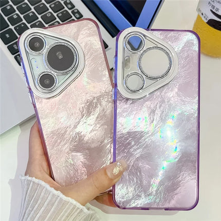 For Huawei Pura 70 Case IMD Design Shockproof Hybrid Phone Cover with Glass Lens Film