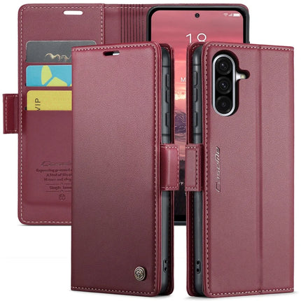 For Samsung Galaxy A36 5G Case CASEME 023 Series RFID Blocking Glossy Stand Phone Cover - Red