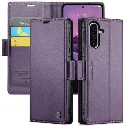 For Samsung Galaxy A36 5G Case CASEME 023 Series RFID Blocking Glossy Stand Phone Cover - Purple