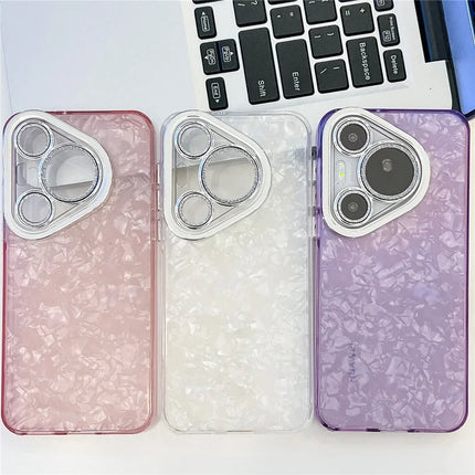 For Huawei Pura 70 Pro Case IMD Design Shockproof Hybrid Phone Cover with Glass Lens Film