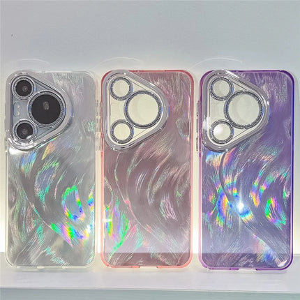 For Huawei Pura 70 Pro Case IMD Design Shockproof Hybrid Phone Cover with Glass Lens Film