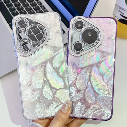For Huawei Pura 70 Pro Case IMD Design Shockproof Hybrid Phone Cover with Glass Lens Film