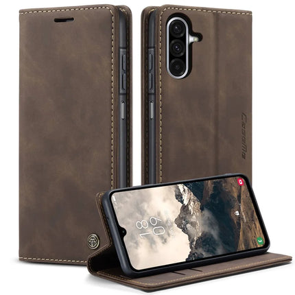 For Samsung Galaxy A26 5G Case CASEME 013 Series Card Holder Stand Leather Phone Cover - Coffee