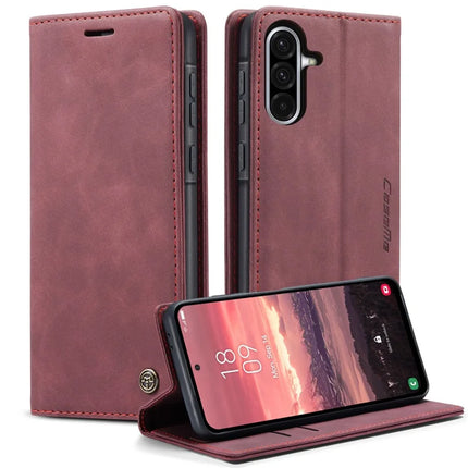 For Samsung Galaxy A36 5G Case CASEME 013 Series Card Holder Stand Leather Phone Cover - Red
