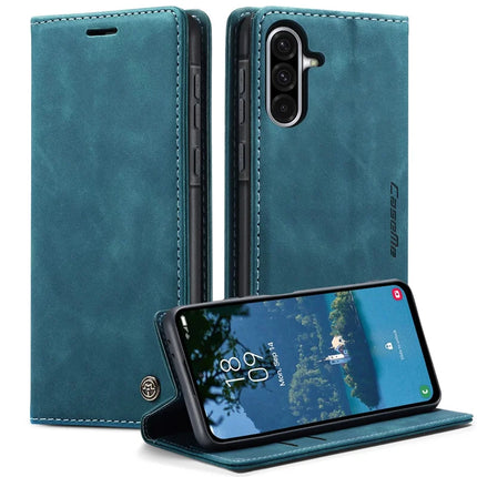 For Samsung Galaxy A36 5G Case CASEME 013 Series Card Holder Stand Leather Phone Cover - Blue