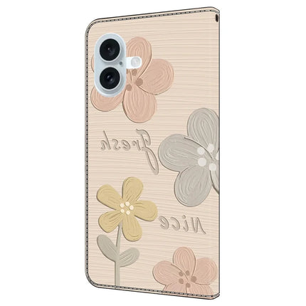 For iPhone 16 Plus Case Pattern Printing Anti-Drop Leather Flip Wallet Phone Cover