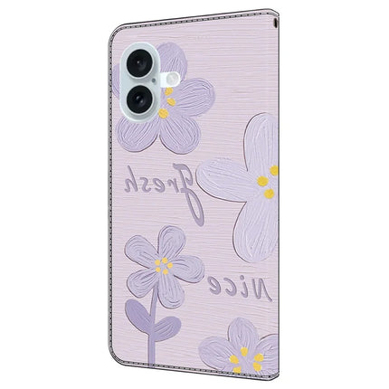 For iPhone 16 Plus Case Pattern Printing Anti-Drop Leather Flip Wallet Phone Cover