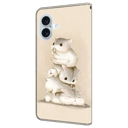 For iPhone 16 Plus Case Pattern Printing Anti-Drop Leather Flip Wallet Phone Cover