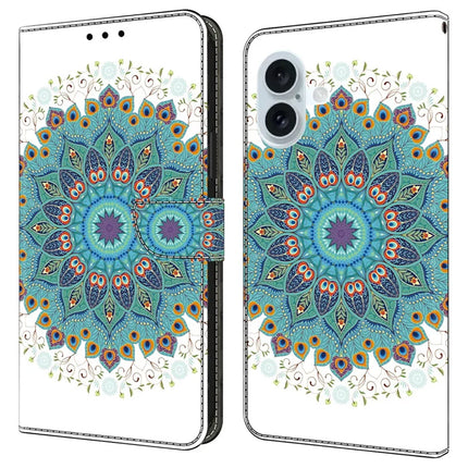 For iPhone 16 Plus Case Pattern Printing Anti-Drop Leather Flip Wallet Phone Cover - Peacock