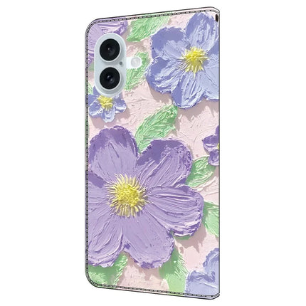 For iPhone 16 Case Pattern Printing Anti-Drop Leather Flip Wallet Phone Cover