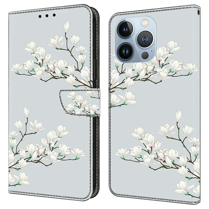 For iPhone 16 Pro Max Case Pattern Printing Anti-Drop Leather Flip Wallet Phone Cover - Magnolia