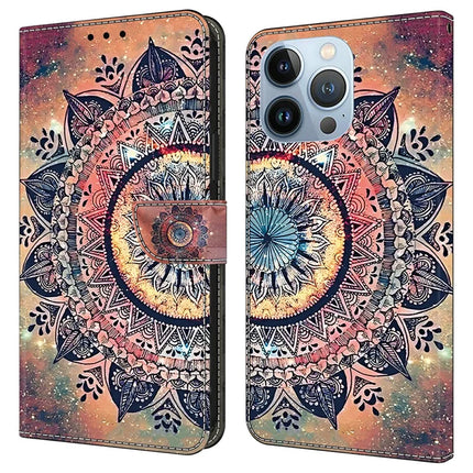 For iPhone 16 Pro Max Case Pattern Printing Anti-Drop Leather Flip Wallet Phone Cover - Mandala