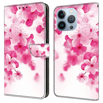 For iPhone 16 Pro Max Case Pattern Printing Anti-Drop Leather Flip Wallet Phone Cover - Red Flowers