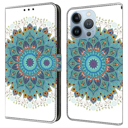 For iPhone 16 Pro Max Case Pattern Printing Anti-Drop Leather Flip Wallet Phone Cover - Peacock