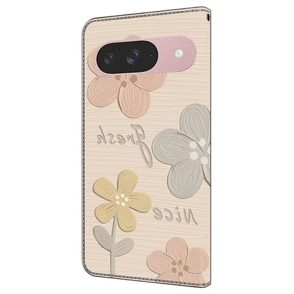 For Google Pixel 9 Pro  /  Pixel 9 Case Pattern Printing Anti-Drop Leather Flip Wallet Phone Cover