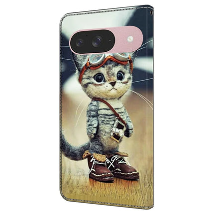 For Google Pixel 9 Pro  /  Pixel 9 Case Pattern Printing Anti-Drop Leather Flip Wallet Phone Cover