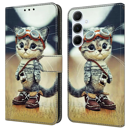 For Samsung Galaxy A16 5G  /  4G Case Pattern Printing Anti-Drop Leather Flip Wallet Phone Cover - Naughty Cat
