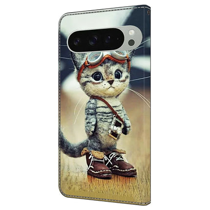 For Google Pixel 9 Pro XL Case Pattern Printing Anti-Drop Leather Flip Wallet Phone Cover