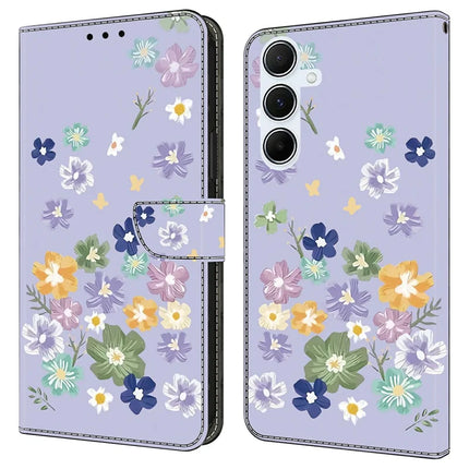 For Samsung Galaxy A56 5G  /  A36 5G Case Pattern Printing Anti-Drop Leather Flip Wallet Phone Cover - Purple Floral