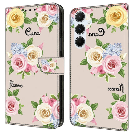 For Samsung Galaxy A56 5G  /  A36 5G Case Pattern Printing Anti-Drop Leather Flip Wallet Phone Cover - Colorful Flowers